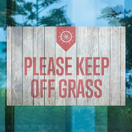 Cgsignlab | אנא שמור על דשא -עץ לא -עץ נצמד חלון | 18 x12